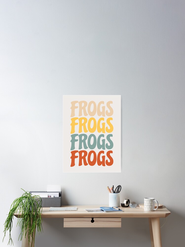 Thumbnail 2 of 3, Poster, Repeating Frogs Text (Retro) designed and sold by ElectricFangs.
