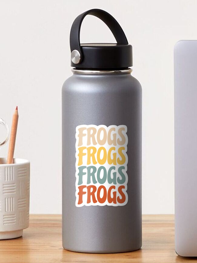Thumbnail 1 of 3, Sticker, Repeating Frogs Text (Retro) designed and sold by ElectricFangs.