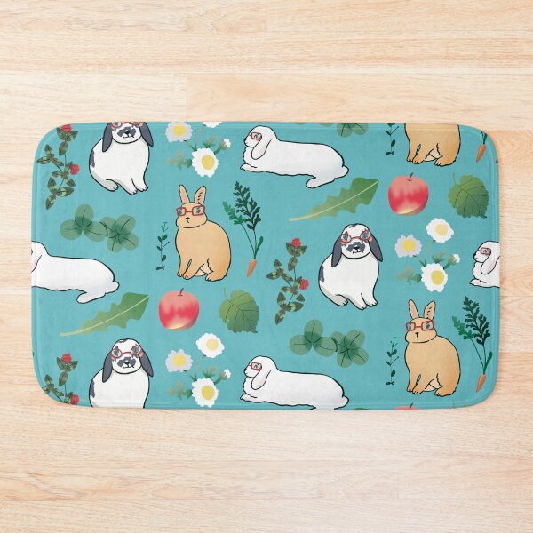 Item preview, Bunny with Glasses - Cute White and Blue Cartoon Animal Pattern designed and sold by TheRainbowRoom.