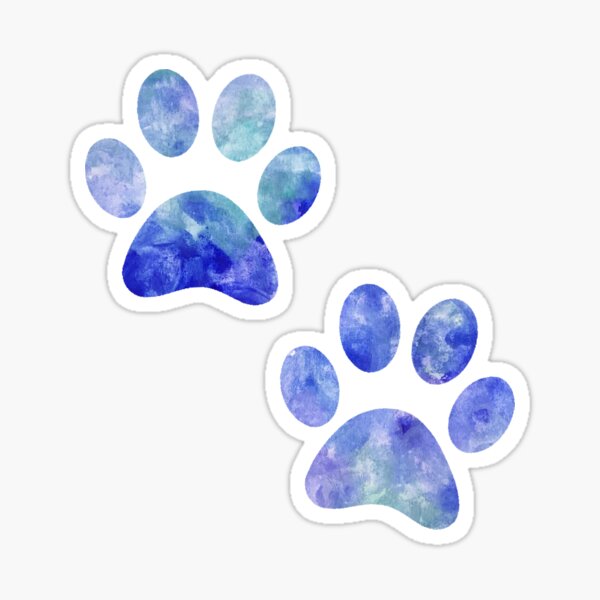 Pegatina Patas De Perro Patas De Acuarela Patas De Acuarela Azul De Watercolorfun Redbubble