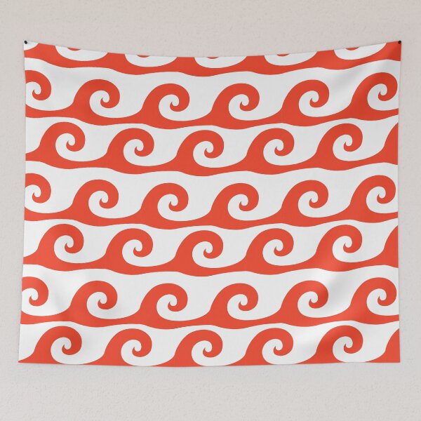 Item preview, Orange waves on white background pattern designed and sold by Brontorino.