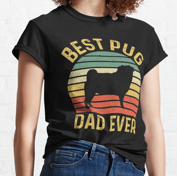 Pug Retro Sunset Dog Lover Short-Sleeve Unisex T-Shirt 