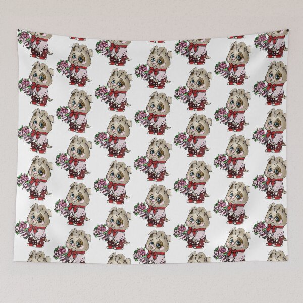 Item preview, Cartoon character, little romantic charming doggy with festive bouquet. designed and sold by LaraCoolart.