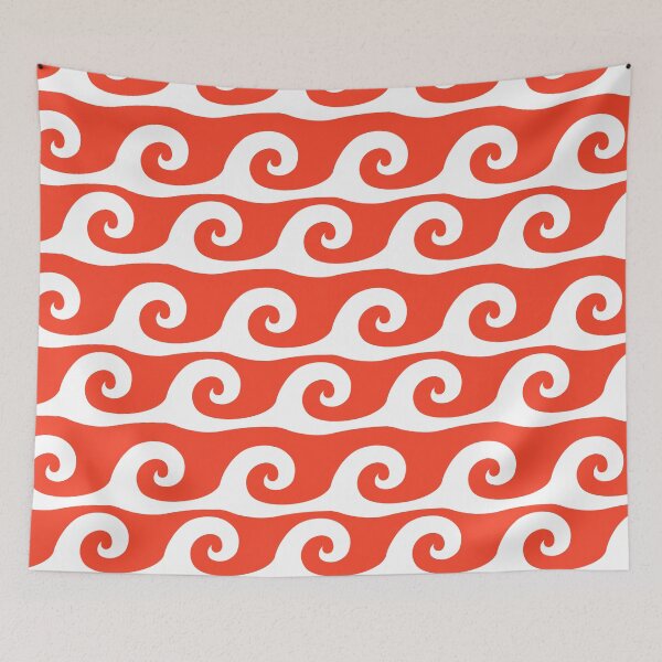 Item preview, Orange background white waves pattern designed and sold by Brontorino.