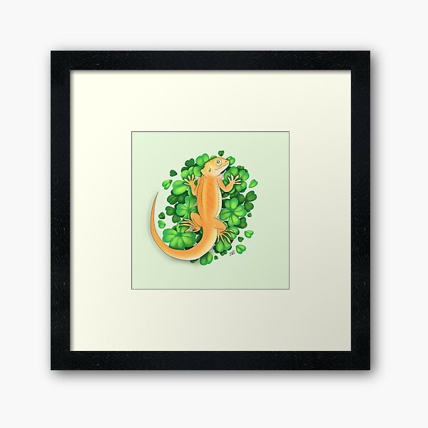 Four leaf clover bearded dragon Framed Art Print
