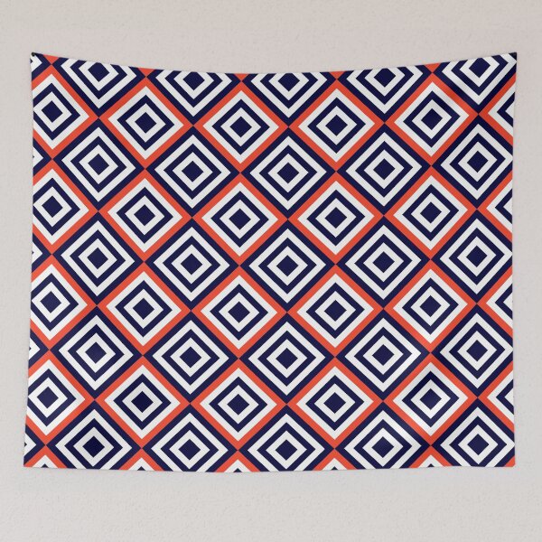 Item preview, Orange plain background and white art deco pattern designed and sold by Brontorino.