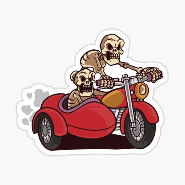 Skeleton Skull Riding a Motorbike Vinyl Sticker Decal Window Car Van Bike 1982 