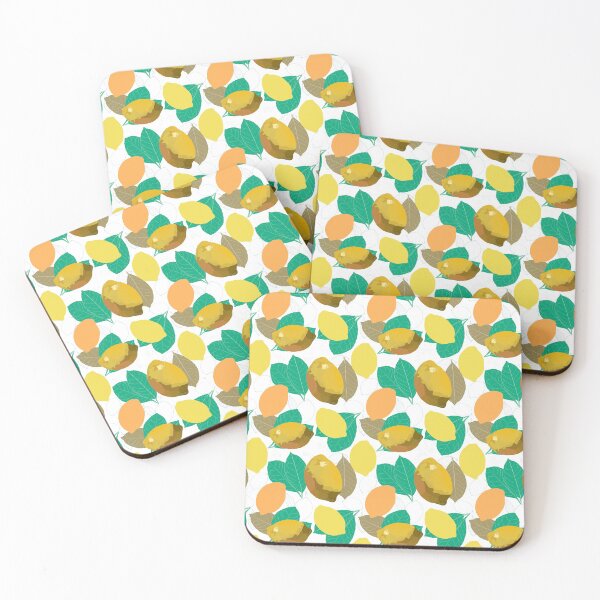 Item preview, Yellow and orange lemons and green leafs on white background. designed and sold by A-using-colors.