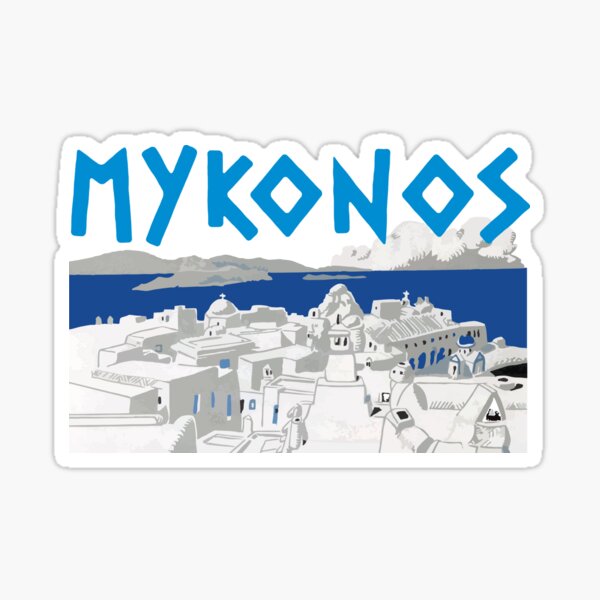 Artikel-Vorschau von Mykonos, die blau-weiße Insel, Vintage-Zeichnungsausgabe., designt und verkauft von angelisart.