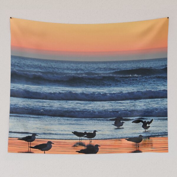 Item preview, Seagulls and Waves in Orange Sunset designed and sold by Schuva.
