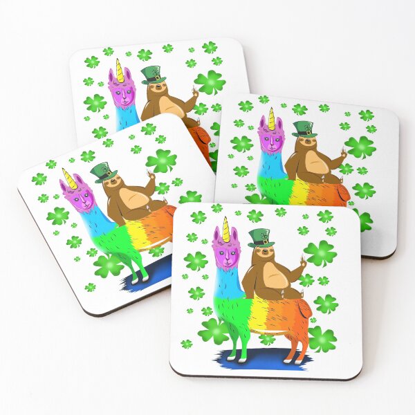 Item preview, Leprechaun Sloth Riding Rainbow Llama Unicorn St Patricks  designed and sold by Leslie Smith.