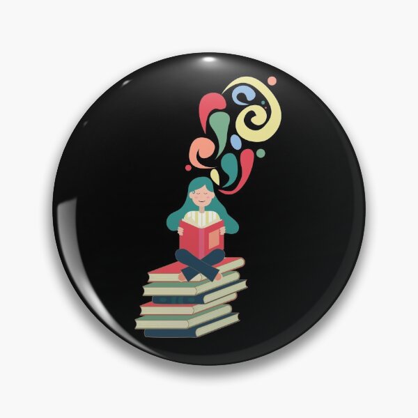 Item preview, Día del libro, dibujo de una chica leyendo un libro y sentada sobre una pila de libros designed and sold by Martapp.