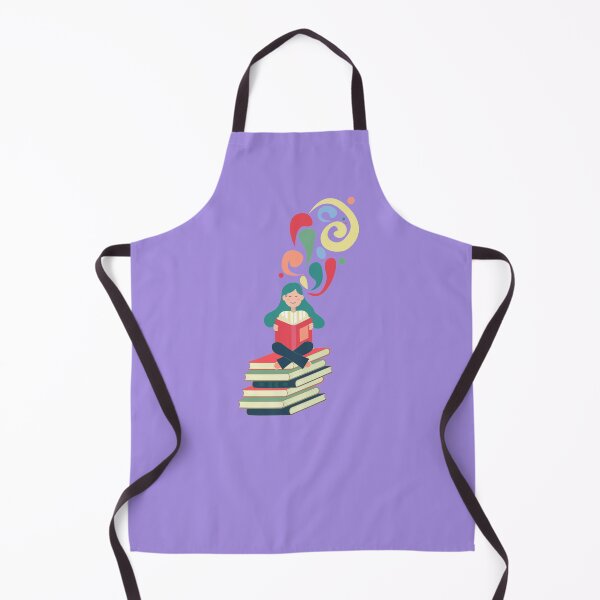 Item preview, Book Day, drawing of a girl reading a book and sitting on a stack of books designed and sold by Martapp.