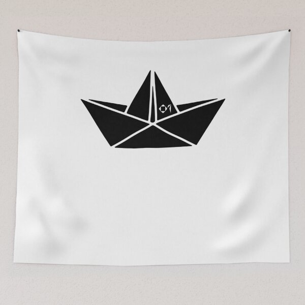 Item preview, PAPER SHIP ORIGAMIS No.1 | BLACK FILLED Sailing Boat | Minimalist Hand Drawn Art designed and sold by yourtravelguide.