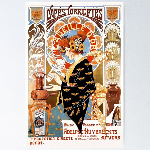 Vista previa del artículo con la obra «Cartel de café Art Nouveau de Alphonse Mucha - Arte vintage», diseñado y vendido por RickE.
