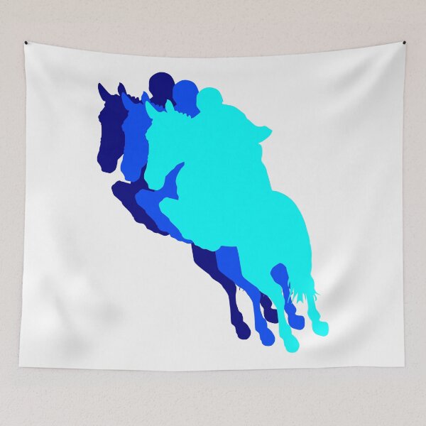 Item preview, Flying jumping horses blue designed and sold by MeerkatArt.