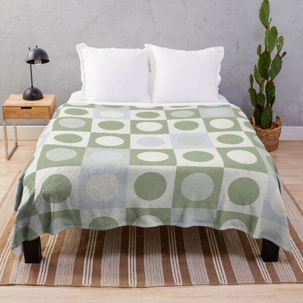 Item preview, Mod Dots and Squares Pattern in Sage Green, Light Silver Grey, and Nearly White designed and sold by kierkegaard.