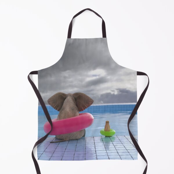 Item preview, elephant and dog sit on the edge of the pool designed and sold by Mike Kiev art.