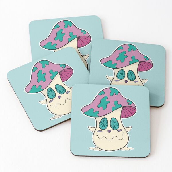 Item preview, Dizzy Cute Mushy Mushroom Funghi Art 001 - Pastel Blue Background designed and sold by Diamantina-ai.