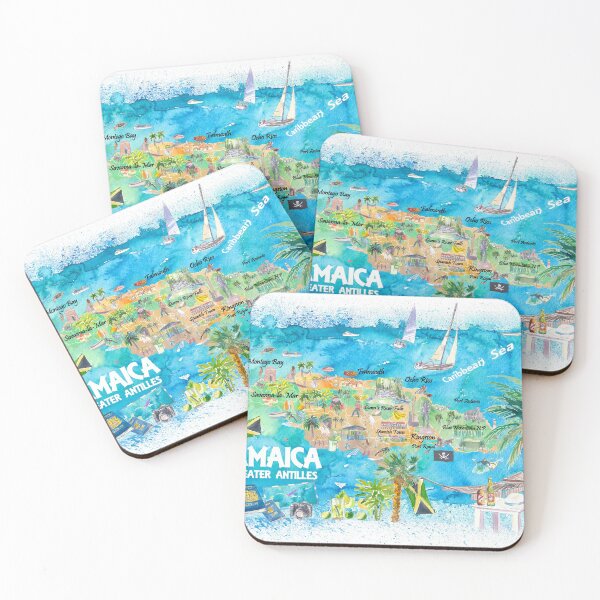 Item preview, Jamaica Illustrated Travel Map with Roads and Highlights designed and sold by artshop77.
