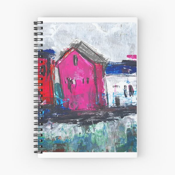 Item preview, Colorful abstract houses row of houses purple blue red gray houses painting paintings art artwork designed and sold by elenah0707.