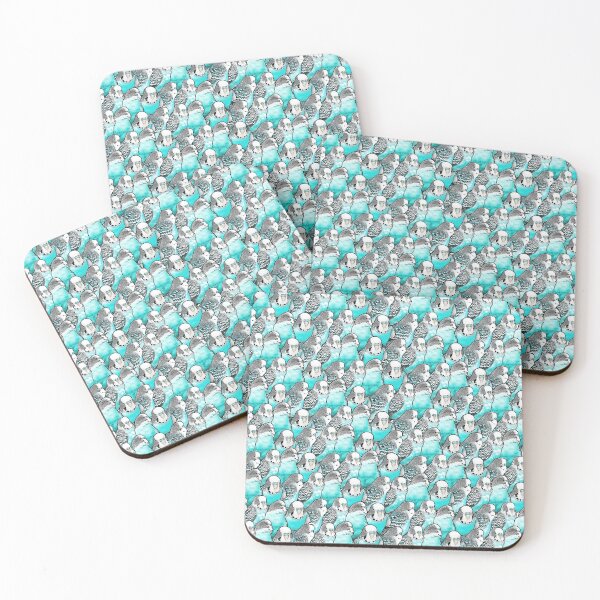 Item preview, Budgie Cyan Blue Pattern designed and sold by Alienphysique.