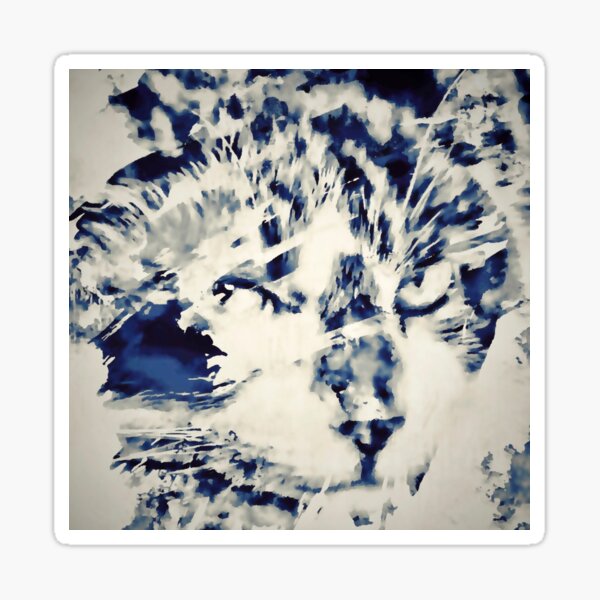 Watercolour Cat with the Midnight Blues Sticker