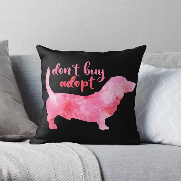 Dont Buy Adopt Good Dog I love dogs Watercolor blue watercolour dog blue Throw Pillow