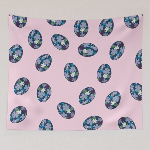 Aperçu de l'œuvre Oeuf coloré de fleur de Sakura bleu de Pâques créée et vendue par Hixon House.