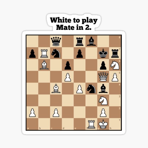 Chess puzzle sticker and magnet. Mate in 3. White to play