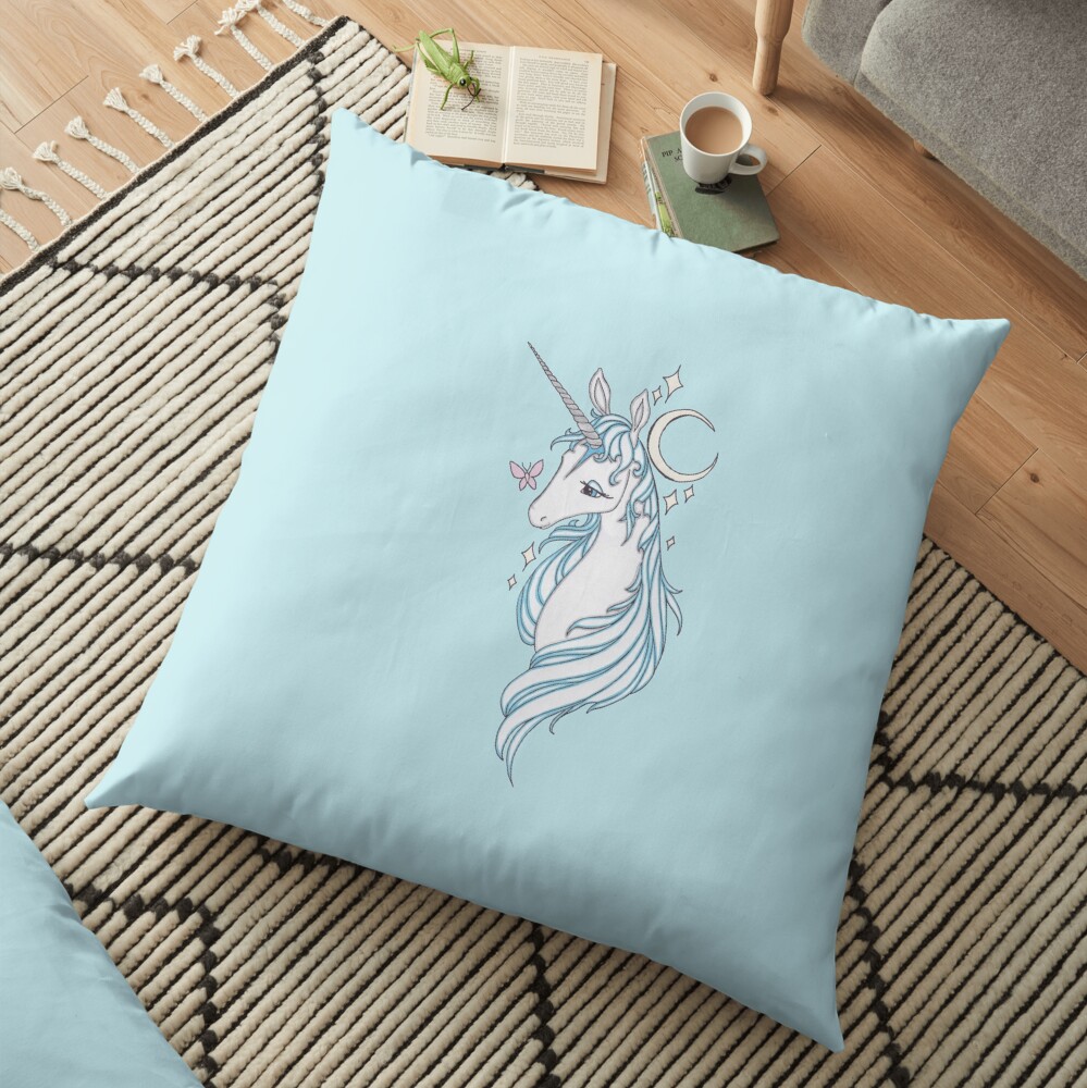 The Last Unicorn Drawing Floor Pillow
