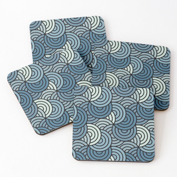 Item preview, Overlapping circles lines pattern in blue designed and sold by ClumsyCat.