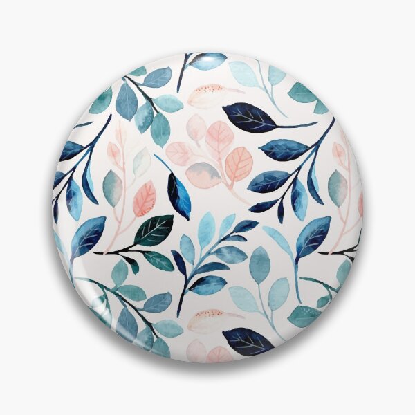 Item preview, Watercolor seamless pattern with peach blue leaves  designed and sold by ayasArt21.