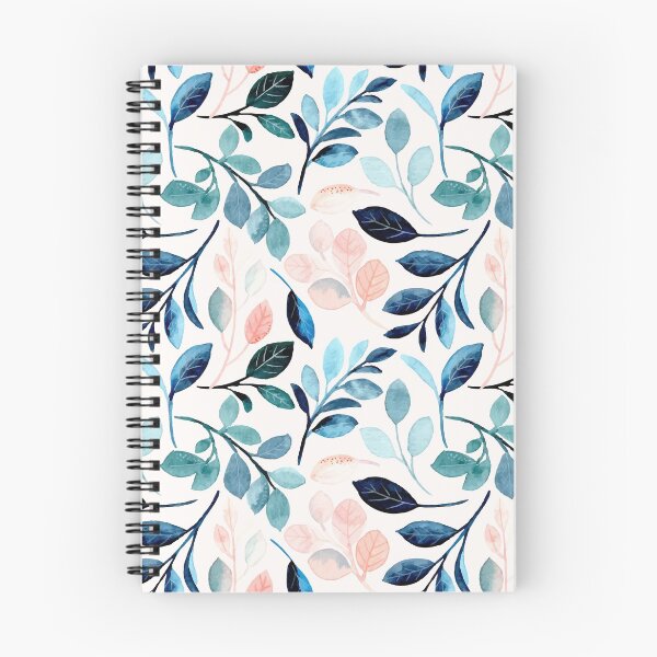 Item preview, Watercolor seamless pattern with peach blue leaves  designed and sold by ayasArt21.