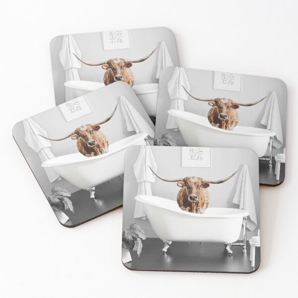 Item preview, Texas Long Horn Cow on Bath Tub  designed and sold by RockyTopDesigns.
