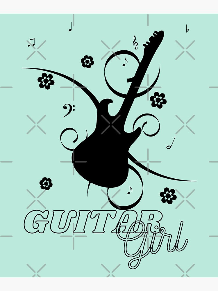 Thumbnail 3 of 3, Sticker, Guitar Girl (1) designed and sold by DesignsbyEH.