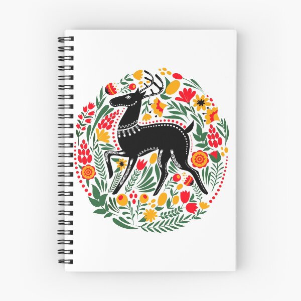 Item preview, Folk Art Style Black Stag Deer with Foliage designed and sold by Pixelchicken.