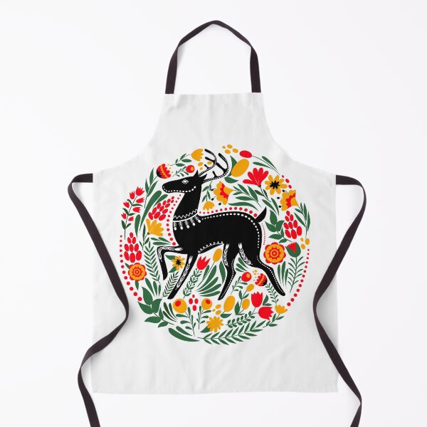 Item preview, Folk Art Style Black Stag Deer with Foliage designed and sold by Pixelchicken.
