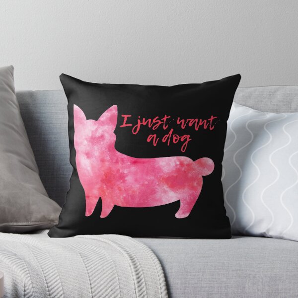 Dont Buy Adopt I love dogs Watercolor blue watercolour dog pink Throw Pillow