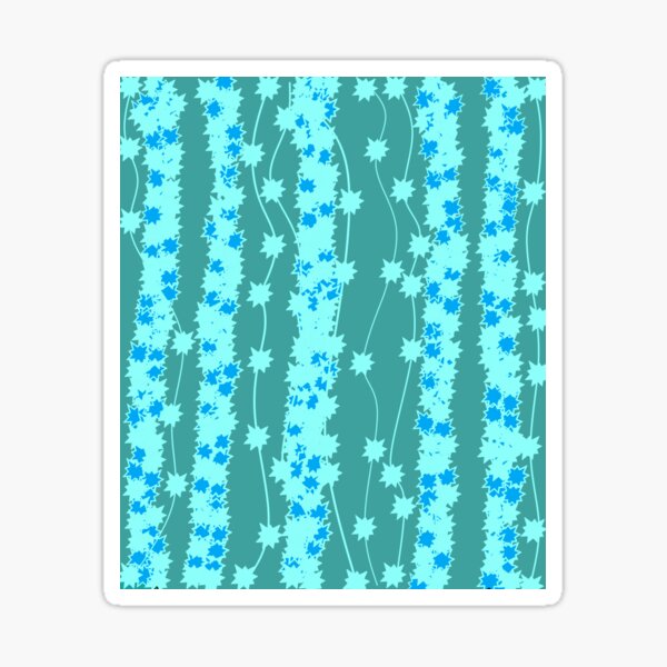 Design Lines and Flowers Teal Aqua and Blue Sticker