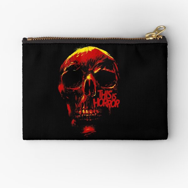 This Is Horror Classic Red on Black Skull Zipper Pouch