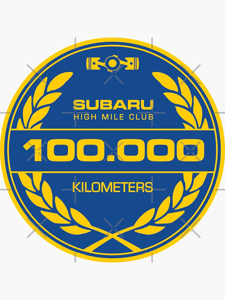 "Subaru 100.000 Kilometers High Mileage Club" Sticker for Sale by aerotekmusic Redbubble