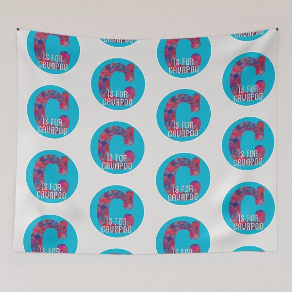 Item preview, C is for Cavapoo Dog Alphabet Red and Blue Monogram designed and sold by AMSonArt.