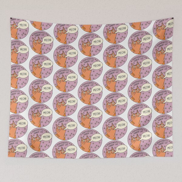 Item preview, Permanently hungry cat designed and sold by PeachCatDesigns.