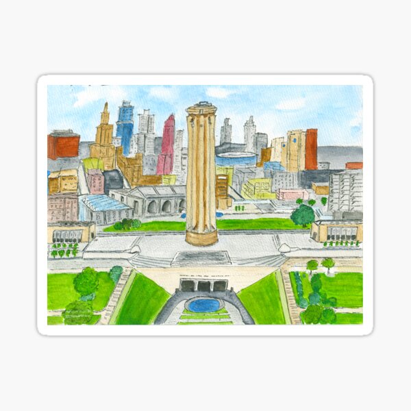 Item preview, Kansas City Liberty Memorial & City Background - Water Color Painting designed and sold by BWBConcepts.
