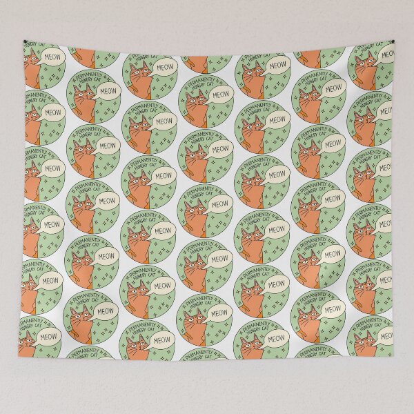 Item preview, Permanently hungry cat designed and sold by PeachCatDesigns.