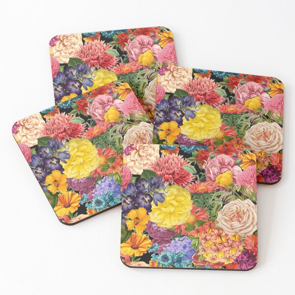 Item preview, Rose, peony, and blue flowers night garden pattern cottagecore aesthetic designed and sold by PG Illustration.