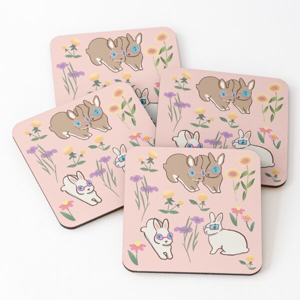 Item preview, Bunny with Glasses - Cute White and Pink Cartoon Animal Pattern designed and sold by TheRainbowRoom.