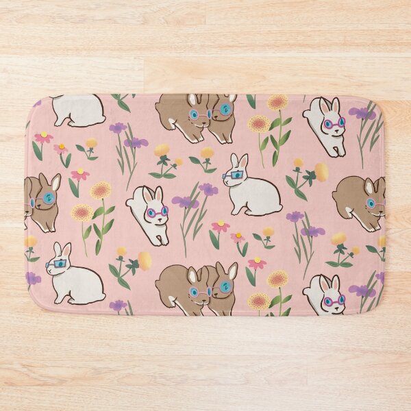 Item preview, Bunny with Glasses - Cute White and Pink Cartoon Animal Pattern designed and sold by TheRainbowRoom.
