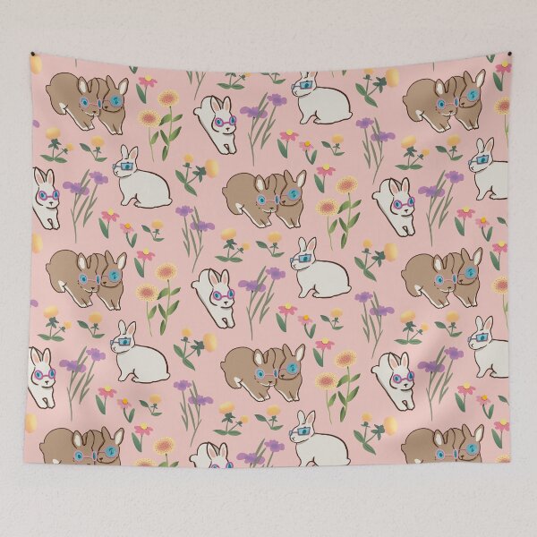 Item preview, Bunny with Glasses - Cute White and Pink Cartoon Animal Pattern designed and sold by TheRainbowRoom.